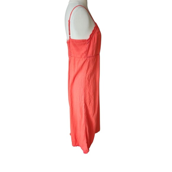 Old Navy Babydoll Linen Blend Cami Midi Dress Womens Medium Eyelet Resort Orange - Picture 5 of 10